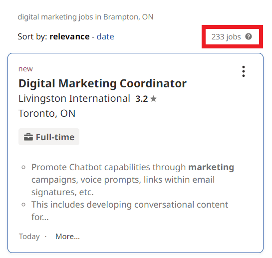 Digital Marketing Courses in Brampton - Job Statistics