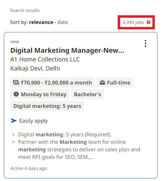 digital marketing courses in Chittaranjan Park - Job Statistics