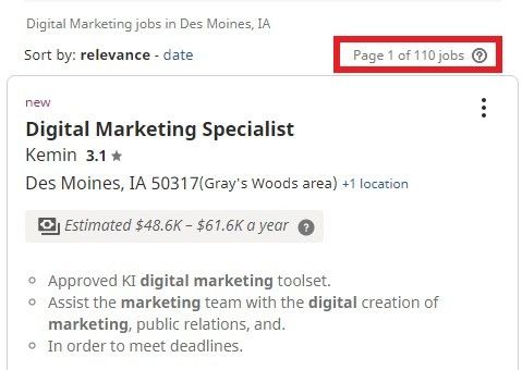 digital marketing courses in des moines - job statistics