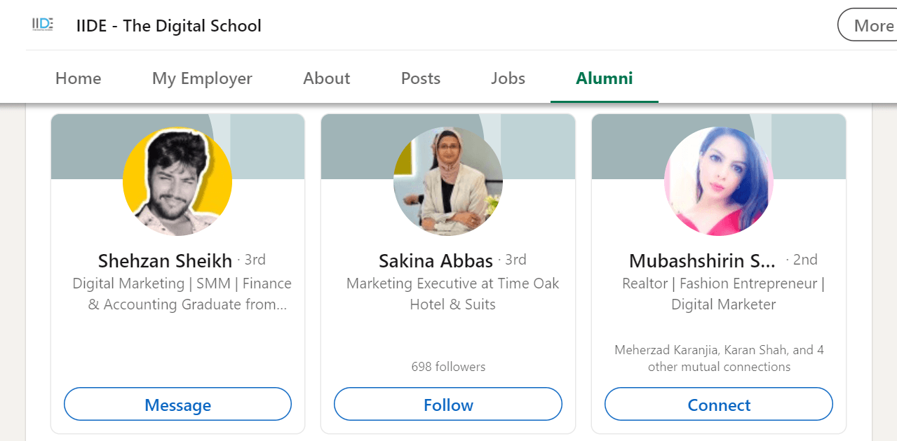 digital marketing courses in centrepoint - IIDE Alumni LinkedIn Screenshot