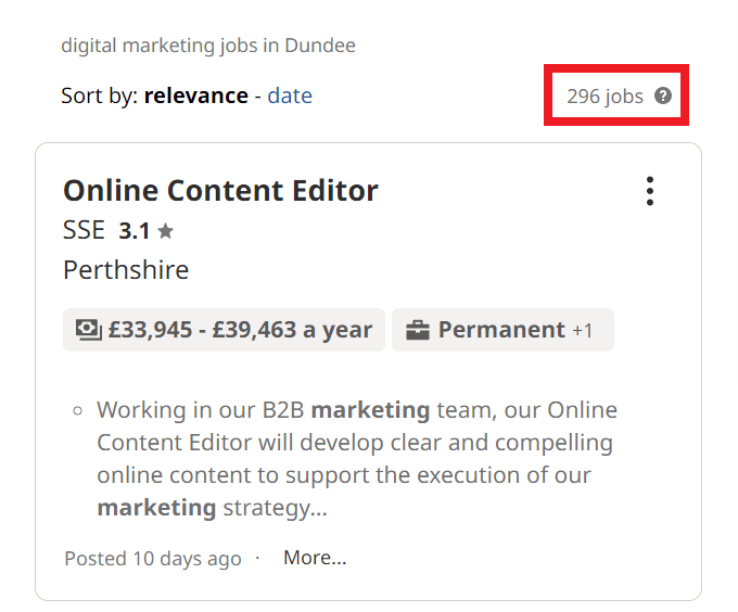 Digital Marketing Courses in Dundee - Job Statistics