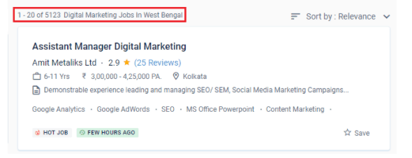 digital marketing courses in durgapur - job statistics