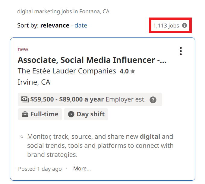 Digital Marketing Courses in Fontana - Job Statistics