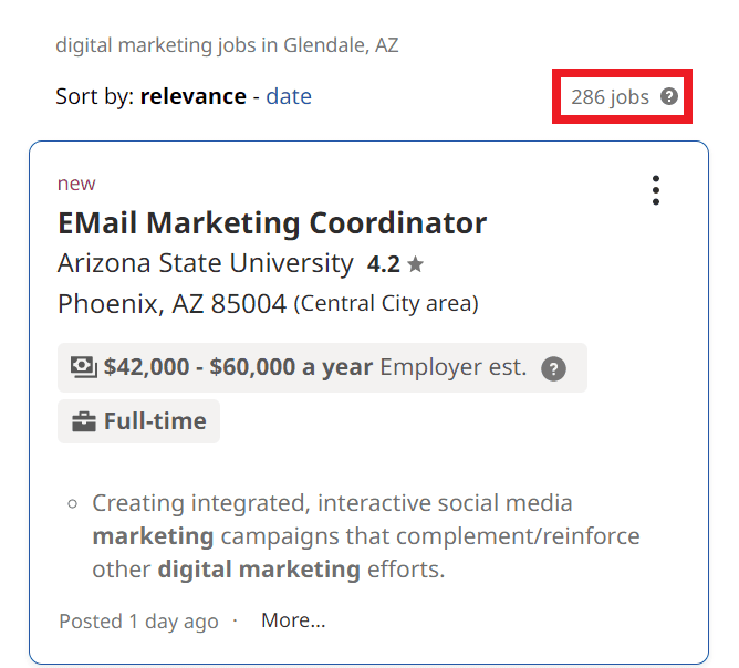 Digital Marketing Courses in Glendale - Job Statistics