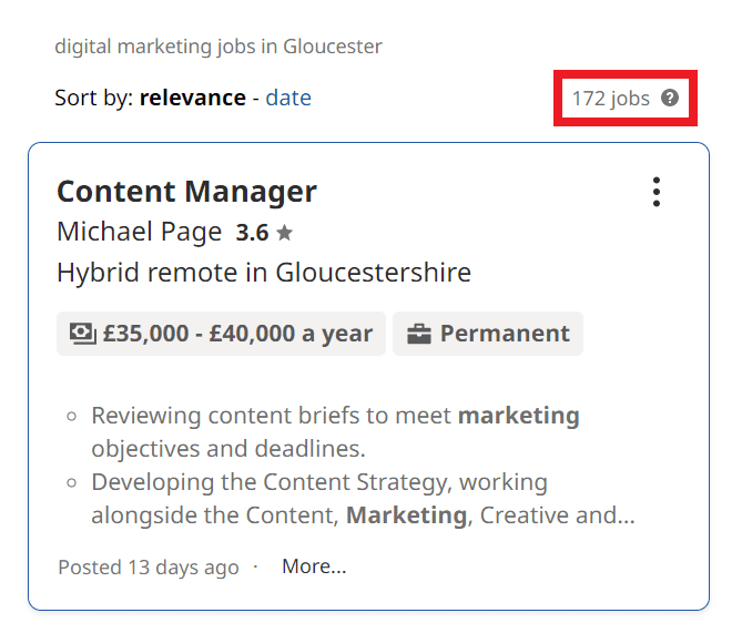 Digital Marketing Courses in Gloucester - Job Statistics