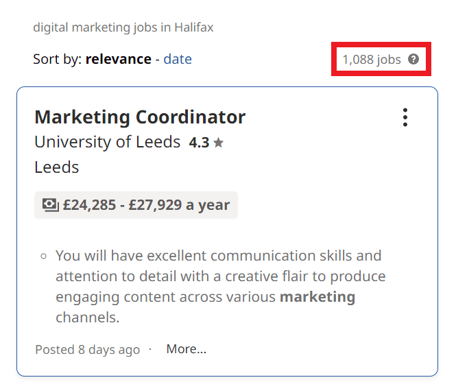 Digital Marketing Courses in Halifax - Job Statistics