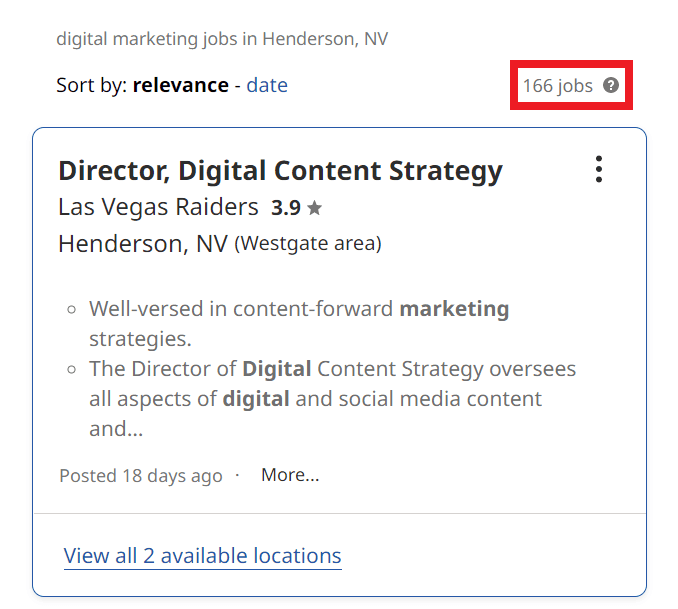Digital Marketing Courses in Henderson - Job Statistics