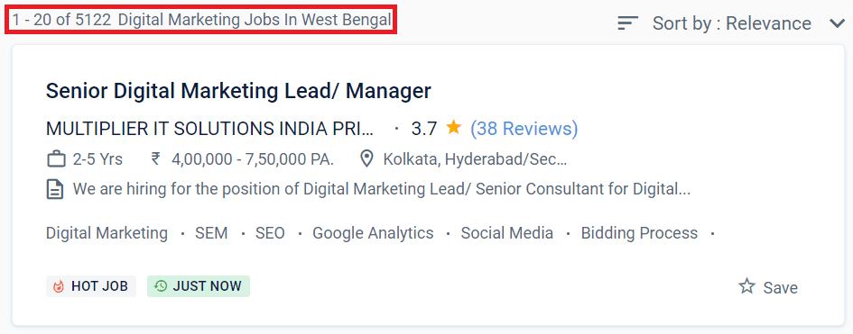 Digital Marketing Courses in Kulti - Job Statistics