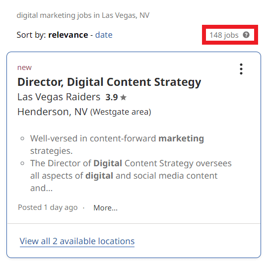 Digital Marketing Courses in Las Vegas - Job Statistics