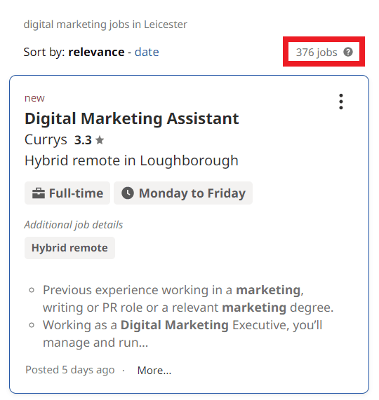 Digital Marketing Courses in Leicester - Job Statistics