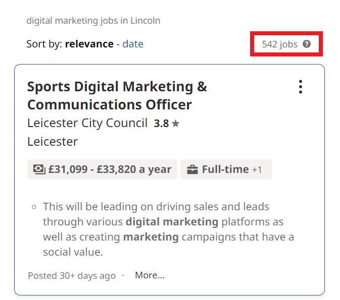 Digital Marketing Courses in Lincoln - Job Statistics