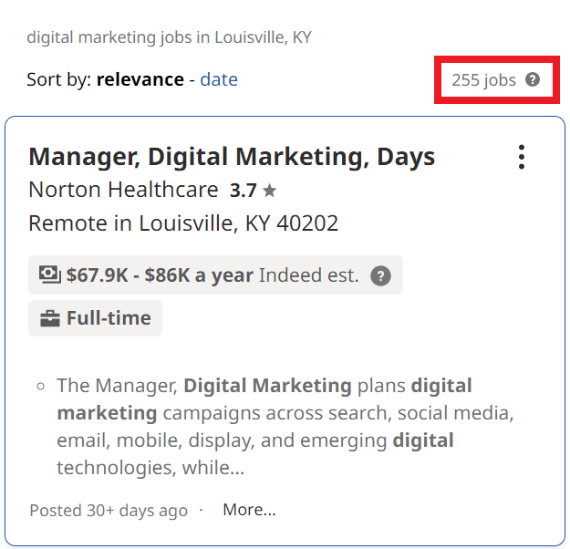 Digital Marketing Courses in Louisville - Job Statistics