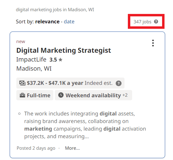 Digital Marketing Courses in Madison - Job Statistics