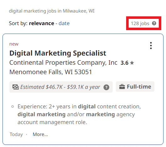 Digital Marketing Courses in Milwaukee - Job Statistics
