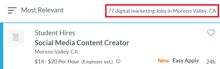 Digital Marketing Courses in Moreno Valley - Job Statistics