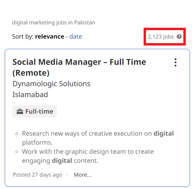 Digital Marketing Courses in Multan - Job Statistics