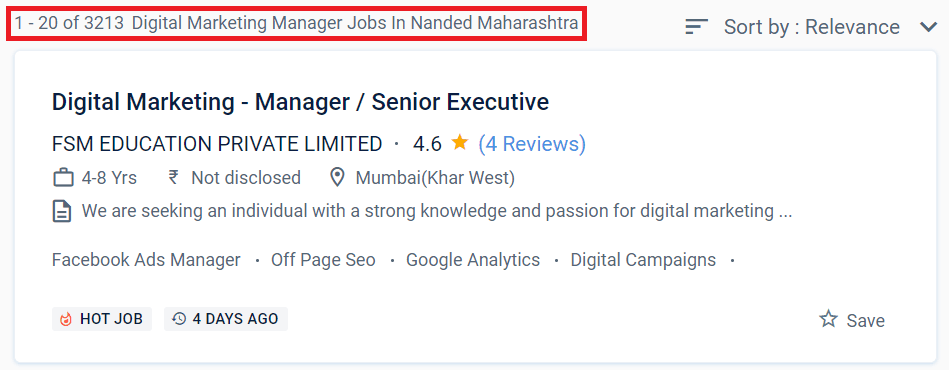 Digital Marketing Courses in Nanded - Job Statistics