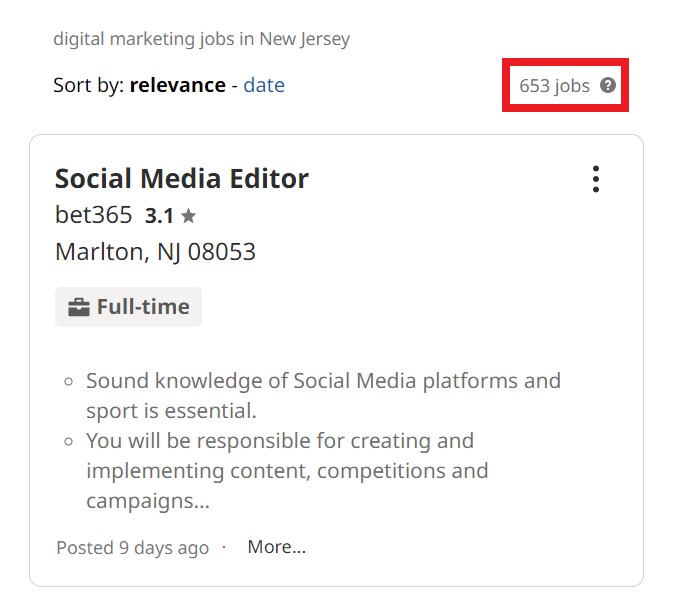 Digital Marketing Courses in New Jersey - Job Statistics