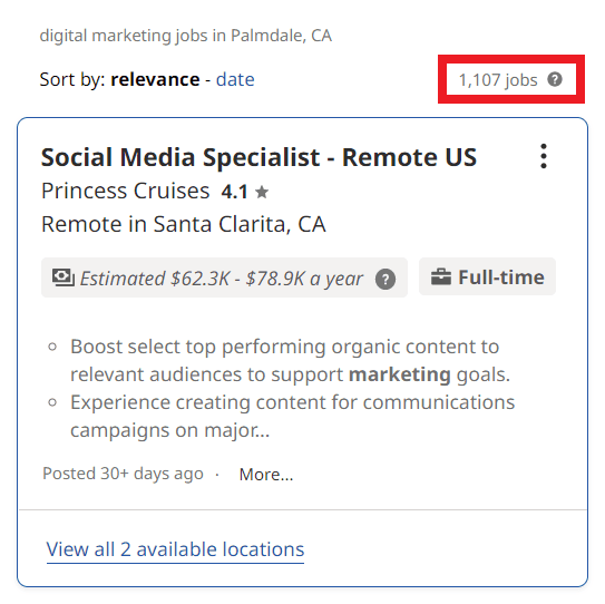 Digital Marketing Courses in Palmdale - Job Statistics