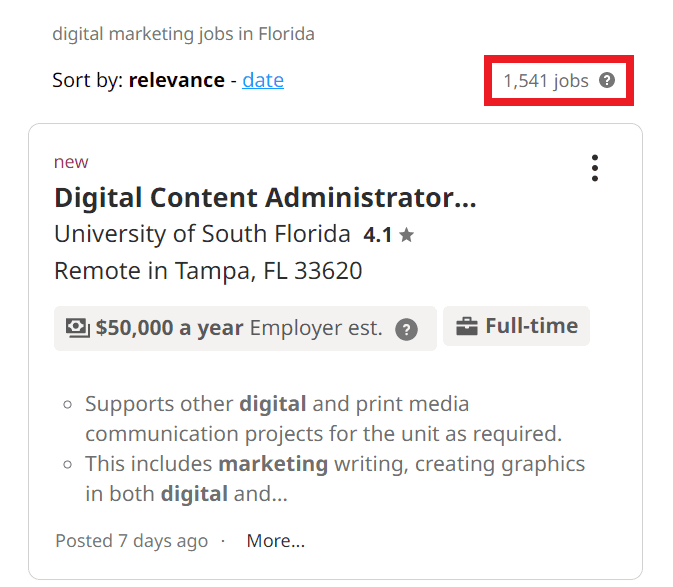 Digital Marketing Courses in Port St. Lucie - Job Statistics