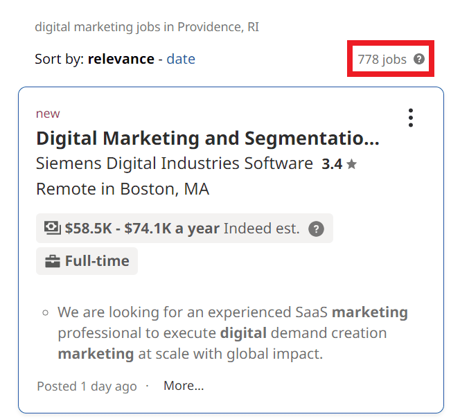 Digital Marketing Courses in Providence - Job Statistics