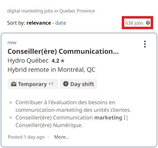 Digital Marketing Courses in Quebec - Job Statistics