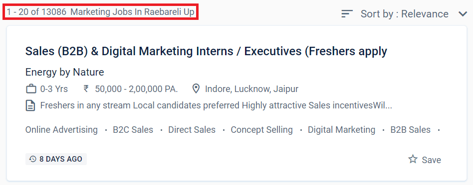 Digital Marketing Courses in Raebareli - Job Statistics