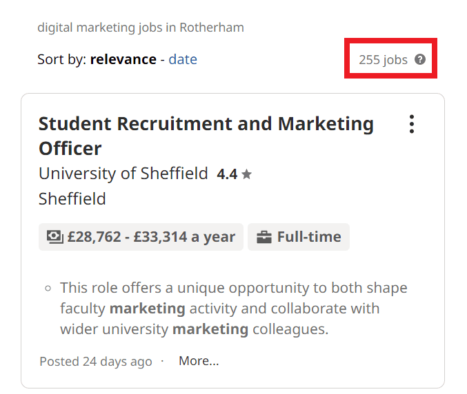 Digital Marketing Courses in Rotherham - Job Statistics