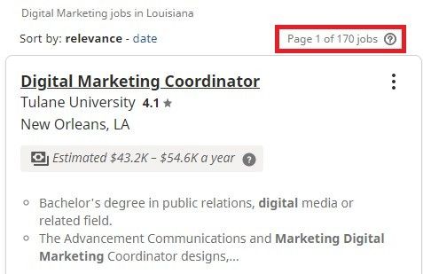 digital marketing courses in shreveport - job statistics