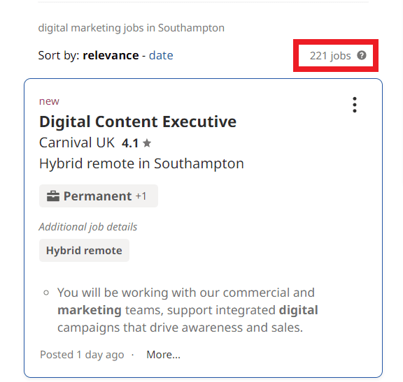 Digital Marketing Courses in Southampton - Job Statistics