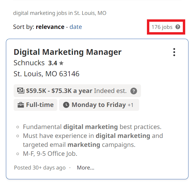 Digital Marketing Courses in St. Louis - Job Statistics