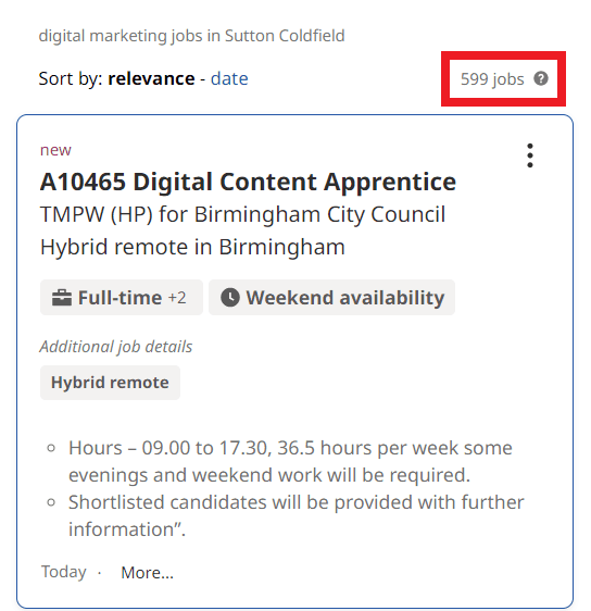 Digital Marketing Courses in Sutton Coldfield - Job Statistics