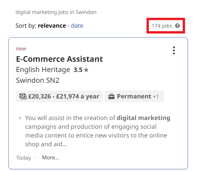 Digital Marketing Courses in Swindon - Job Statistics