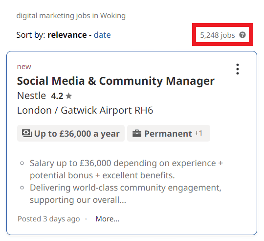 Digital Marketing Courses in Woking - Job Statistics