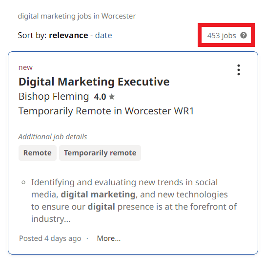 Digital Marketing Courses in Worcester - Job Statistics