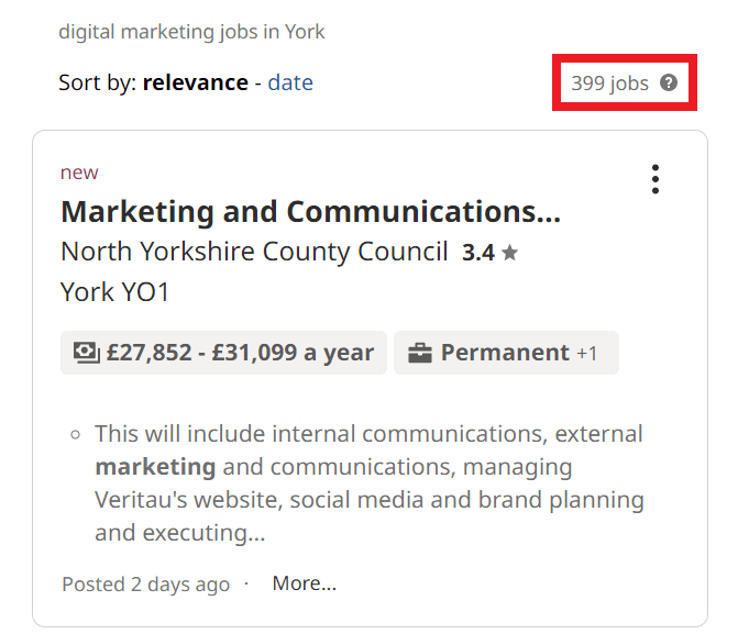 Digital Marketing Courses in York - Job Statistics