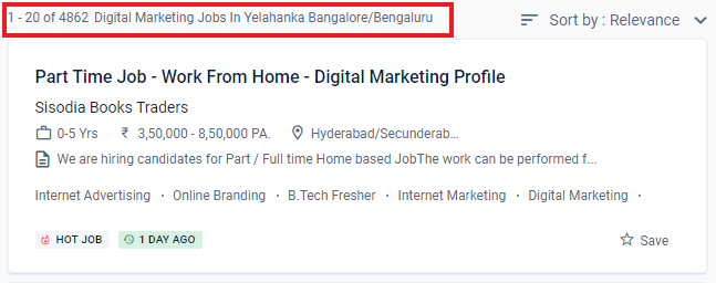 Digital marketing courses in Yelahanka - Job Statistics