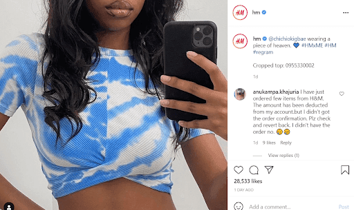 Digital Marketing Trends in India - H&M instagram post