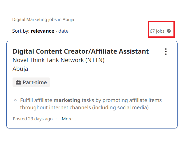 MBA in digital marketing in Abuja - Job Statistics