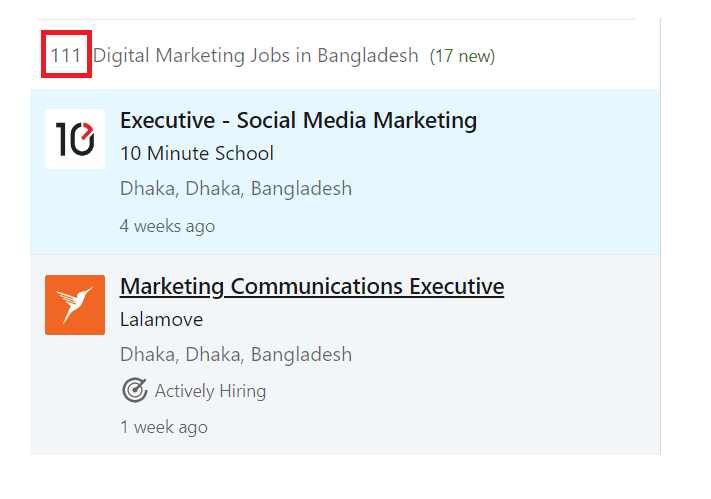 Digital marketing courses in Rangpur- Job Statistics