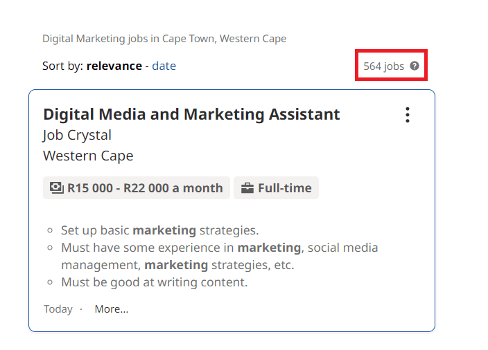 MBA in digital marketing in Cape Town - Job Statistics