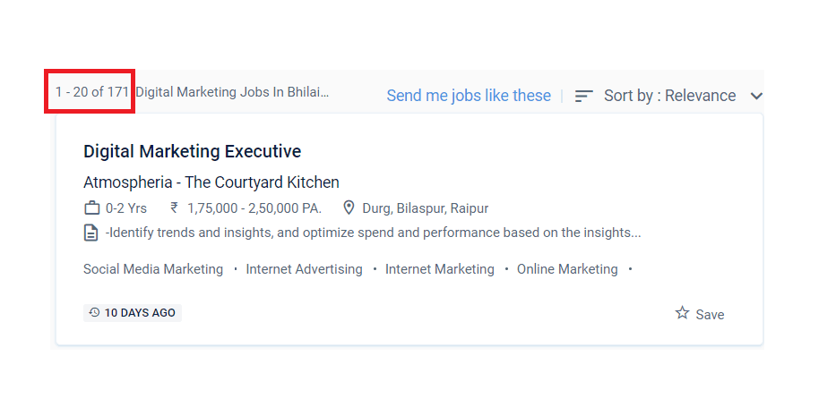 Digital marketing courses in Durg - Job Statistics