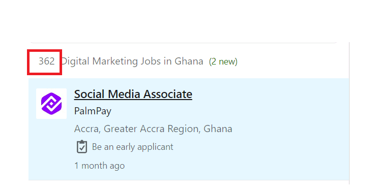 Digital marketing courses in Ghana - Job Statistics