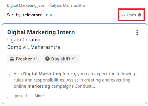 MBA in digital marketing in Kalyan - Job Statistics