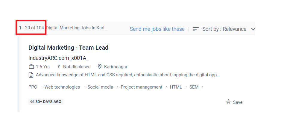 Digital marketing courses in Karimnagar - Job Statistics