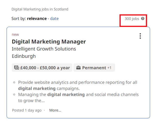 Digital marketing courses in Orkney City - Job Statistics