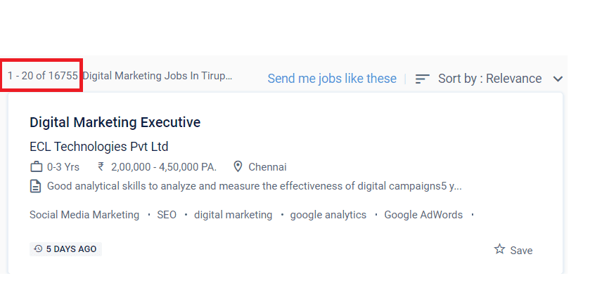 Digital marketing courses in Tiruppur - Job Statistics