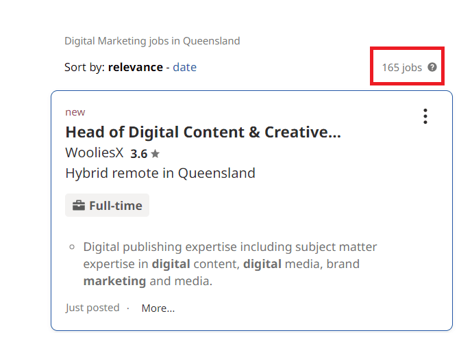 Digital marketing courses in Toowoomba - Job Statistics