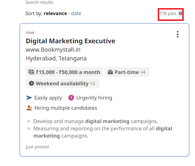 Digital marketing courses in Uppal Kalan - Job Statistics