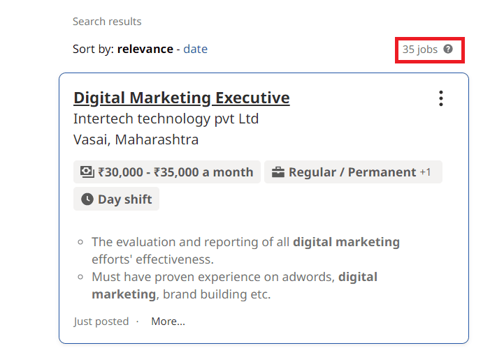 Best colleges for digital marketing in Virar - Job Statistics